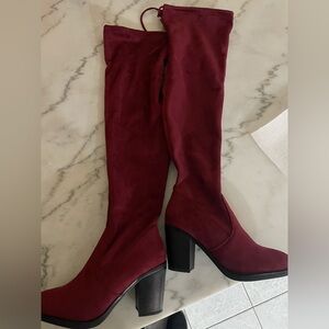 FOREVER HUGO Over the Knee Boots in Rich Burgundy wine  EUC 7.5 worn once